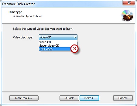 Select Video Disc Type